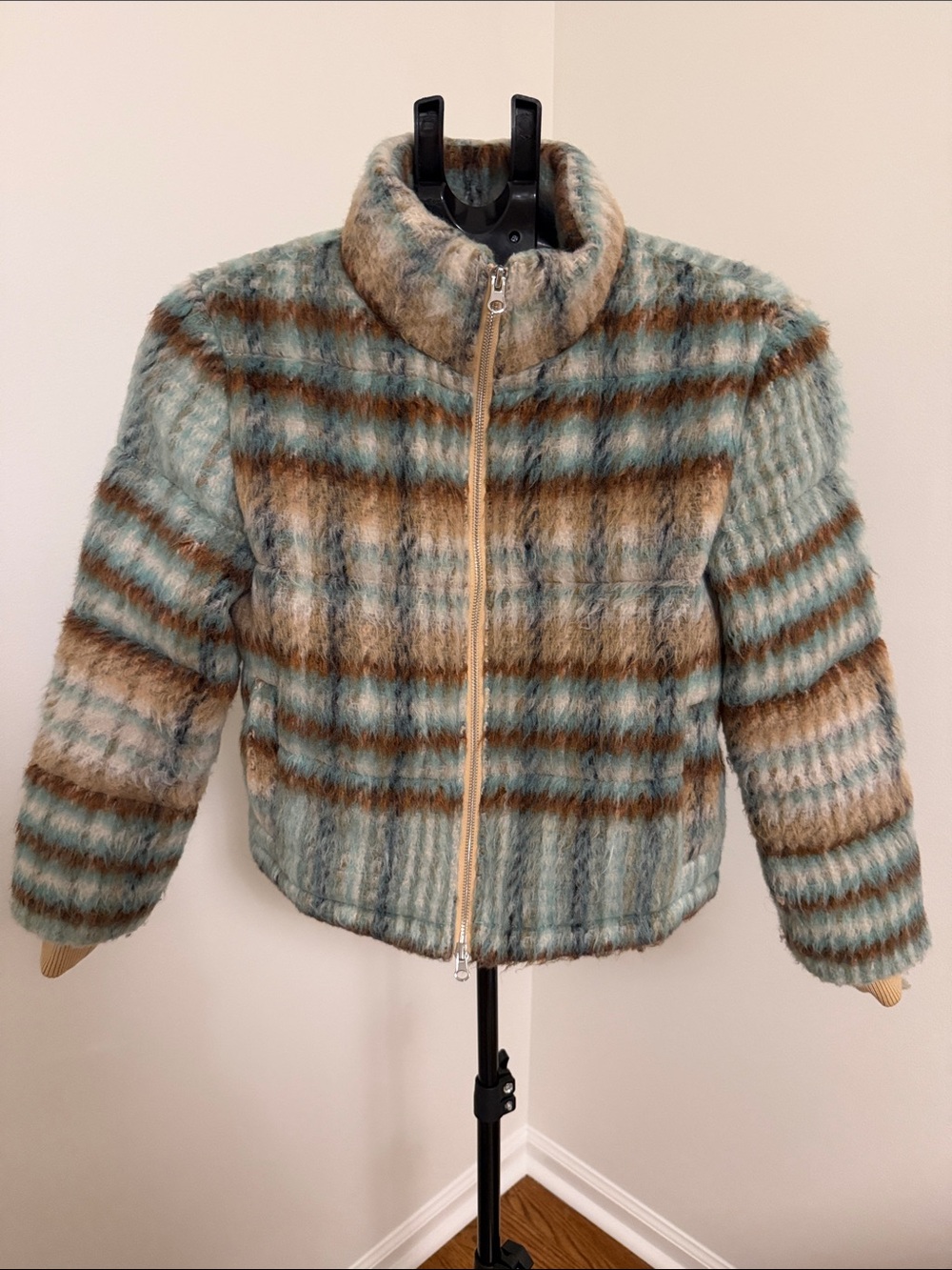 Anthropologie Striped Teddy Jacket in Blue and Brown